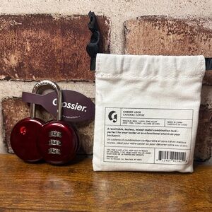 Glossier Cherry Lock Set with White Pouch Brand New with Tags SUPER RARE ITEM